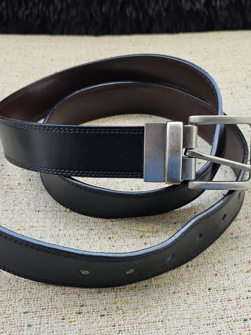 Genuine Dickies Men Belt Reversible Black/Brown Genuine Leather Waistband Size